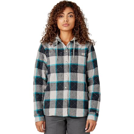 Hooded Flannel Shirt Jacket - Women's