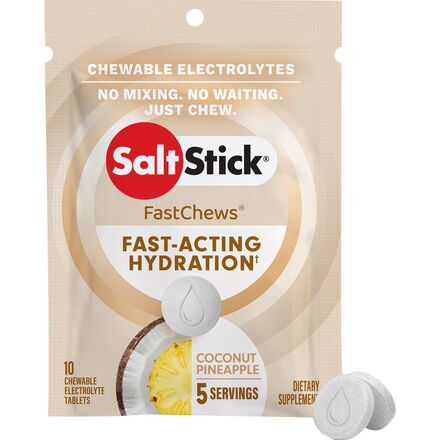 SaltStick - Fastchews Chewable Electrolyte Tablets - Box of 12 Packets - Coconut Pineapple