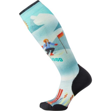 Ski Targeted Cushion Snow Bunny Print OTC Sock - Women's