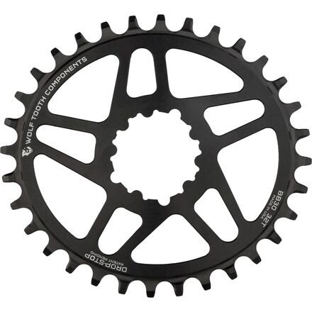 Wolf Tooth Components - Drop Stop PowerTrac SRAM Direct Mount Oval Chainring - BB30 - Black/0mm Offset