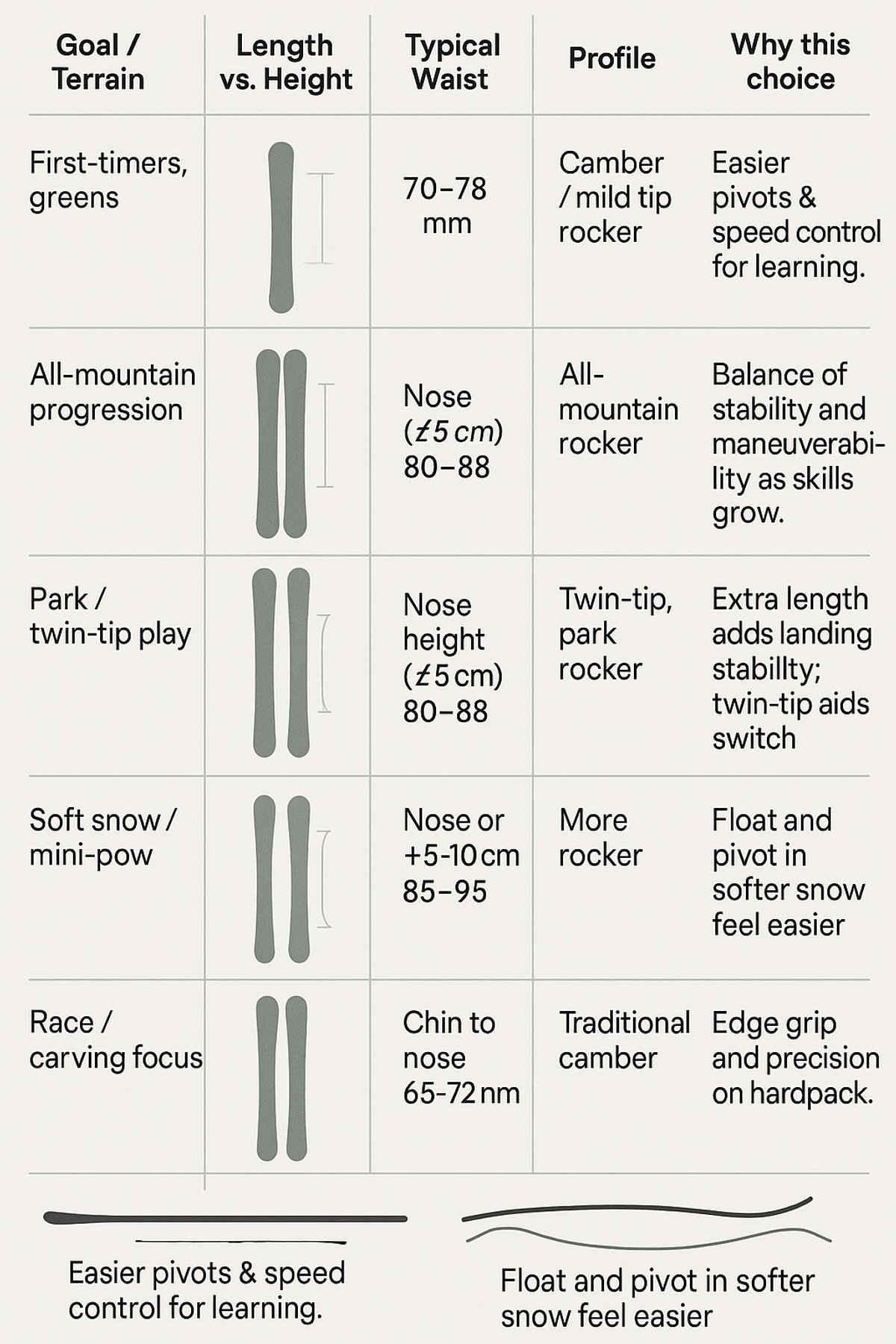 Kids' Ski Size Chart Level Nine Sports